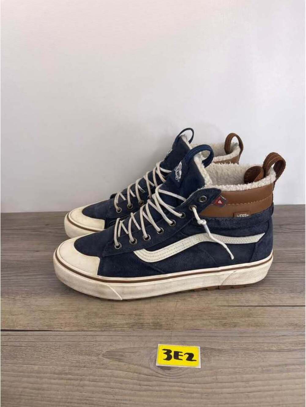 Vans Sk8-Hi MTE-2 Navy Leather Suede Fleece High Top Shoes Men 10